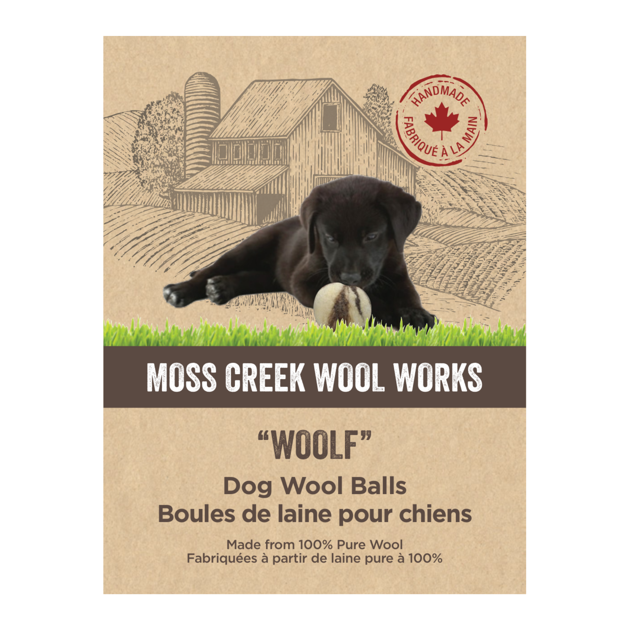 "Woolf" Balls for Dogs - Set of 2 in a cotton pouch